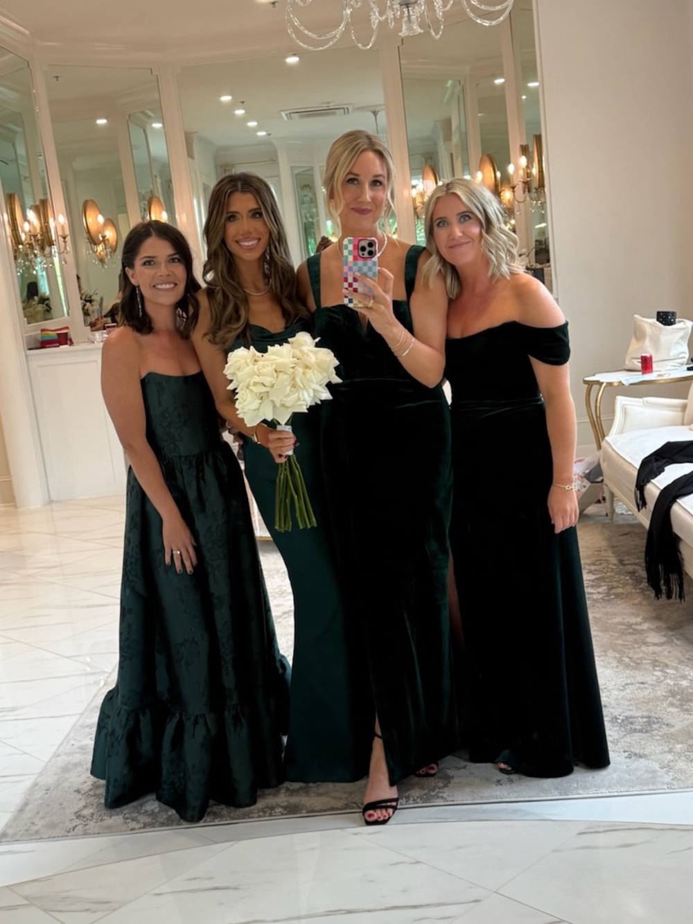 V. Chapman Charlotte Dress Strapless Dark Green Jacquard Gown with High Slit - Picture 7 of 7